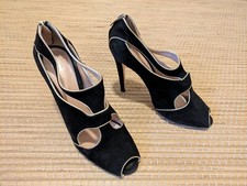 Original Gianvito Ross Pumps/HighHeels/Stiletto/PeepToe Leder Schwarz/Gold Gr.41