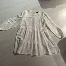 Hänger Kleid Ecru Beige Damen Langarmstickerei A-Linie Stufen 42 Refka Casual