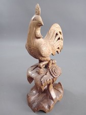 ALTE Holz Figur HAHN auf