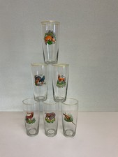 6x Saftglas mit Wildmotiv Trinkglas Wald Tiere Sammler Retro 