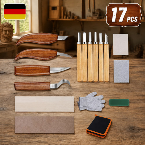 Holz schnitzwerkzeug set 17tlg - holz-schnitzwerkzeug,