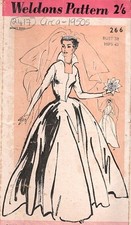 1950s Vintage Nähen Muster B38 " BRAUT Hochzeit Kleid (2417) Von Weldons 266