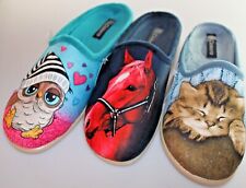 Cosero Damen Pantolette 3 Motive Katze Pferd Eule mit Polarfleece  Winter *NEU*