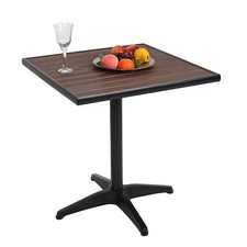 B-Ware Gartentisch MCW-J95, Gastronomie Alu Holzoptik schwarz, dunkelbraun