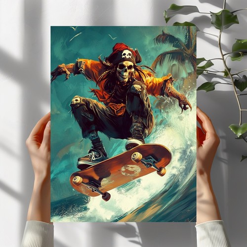 Piraten skateboard poster - skateboard,