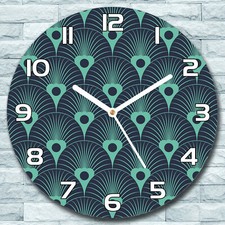 Glas Wanduhr fi 30 neonblau Art Deco Quarz Rund Deko Küchenuhr Schlafzimmer