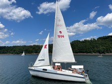 Segelboot mit Trailer, Klepper FAM, Jollenkreuzer, Länge 5,40m, Breite 2,05m