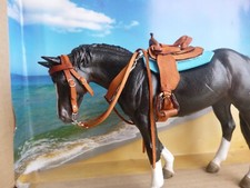 Westernsattelset  H,  1:12 braun für Collecta DeLuxe Pferd