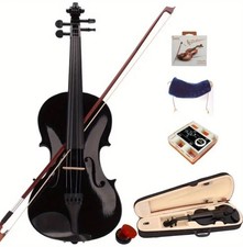 Geige 4/4 Vollgröße mit Bogen, Koffer, Kolophonium, Saiten & Schulterstütze