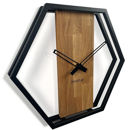 Wanduhr groß hexagon holz - groß,