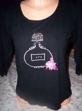 Tolles LA-Shirt "Lea H." in schwarz mit "Flacon"-Motiv, neuw. Gr.S/36