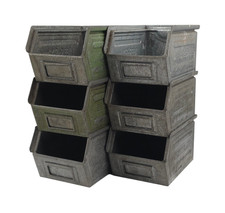 6x Schäfer Kästen LF 3,5l 238mm Zink Sichtlager Box Lagerfix Stahl Kiste 1957 #3