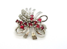 Luxus Kettenkürzer 585 Weißgold 14 Karat Brosche Brillanten Rubine Kettentrenner