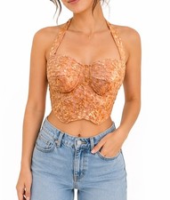 Vintage Bustier Peach Lace &