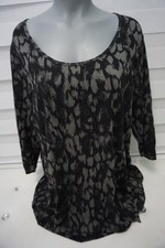 H&M Basic Shirt Oberteil Tunika  Gr. 3 XL Schwarz Grau gepunktet BW Elasthane