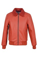 Men’s Red Leather Bomber