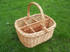 Flaschenkorb, Flaschenträger aus gesottener Weide für 6 Flaschen