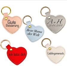 Schlüsselanhänger Leder Herz Personalisiert Graviert Valentinstag Geschenk Liebe