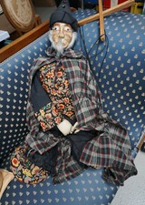 A022-021: Große Marionette Puppe Zauberer Holz 100 cm 