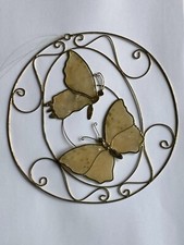 altes rundes Fensterbild Wandbild Deko Motiv Schmetterlinge Perlmuttoptik, Ø 7cm