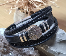 Armband Herren Leder Lederarmband Schwarz Magnetverschluss Geschenk Männer