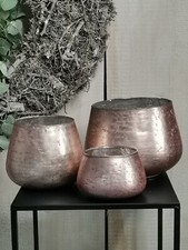 Windlicht Teelichthalter Glas 3 Größen Altrosa Innen Silber Tischdeko Modern