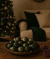 24 Stk Christbaumkugeln granit grün Glas Weihnachtskugeln 25mm Glaskugeln b002