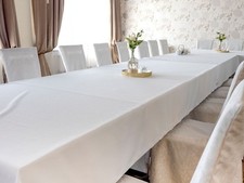 Tischdecke Tischtuch Breite 130 cm weiß Baumwolle Atlaskante