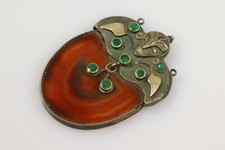 Art Deco Anhänger Gesicht 925er Silber & 8K/333er Gold um 1930 (BX2298)