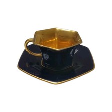 Mokkatasse Espressotasse Rosenthal Selb fünfeckig, Sammlerstück, Kobaltblau Gold