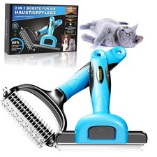 Katzenbürste Hundebürste 2in1 Unterwollbürste für Mittel & Langhaar | Profe...