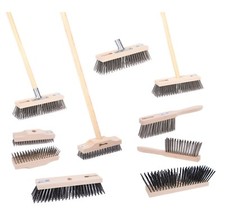 Stahldraht Besen Schrubber Handfeger Set Stahldrahtbesen Stiel Garten Metall