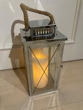 Boltze Angie Edelstahl Laterne mit Kordel Windlicht 36 cm x 17 cm groß LED-Kerze