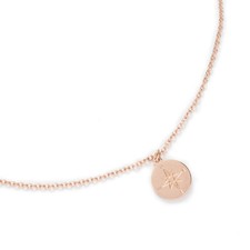 DAMEN KETTE MIT KOMPASS IN ROSEGOLD HALSKETTE RUNDE ANHÄNGER EDELSTAHL SCHMUCK