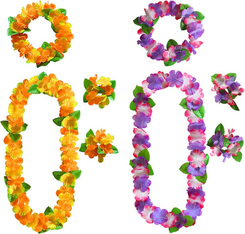 Hawaii kette set gelb - kette, grün