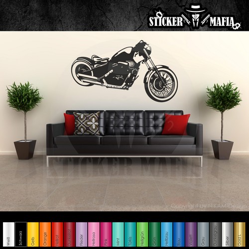 Wandtattoo motorrad bobber - wandtattoo,
