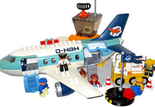 Lego Duplo Großes Flugzeug Jumbo Airbus Flughafen Tankwagen Tower Blinklicht