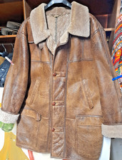 CHRIST Vintage Leder-Jacke, Gr. L, mittelbraun, weiches, echtes Lammfellfutter