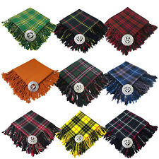 Schottische Kiltfliege kariert 48x48 mit Distel Brosche verschiedene Tartan Kiltbrosche