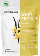 Whey Protein Vanille 1kg - Deutsches Eiweißpulver zum Muskelaufbau als Beutel