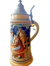 Bayerischer Bierkrug Anfang 1900 mit Original-Zinndeckel sehr gut erhalten! 