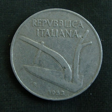 MR) Italien 10 Lire 1953 Italia +++ Pflanze Getreide Weizen Ähre Pflugschar +++