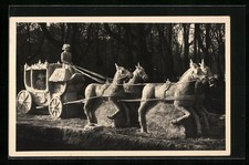 Foto-AK Eisplastik, Der alte Fritz in Pferdekutsche 