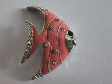 Vintage Brosche  Fisch Strass