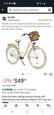 Milord Komfort Damenfahrrad Mit Weidenkorb Retro Citybike, 26 Zoll, 3-Gang