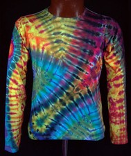 T-Shirt Gr.S - 5XL langarm handgefärbt Hippie Tie dye Batik Flower Power Goa NEU