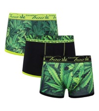 Herren Baumwolle Gras Blatt Aufdruck Unterwäsche 3-Pack Hipster Style Boxer