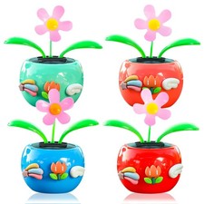 Auto wackelfigur, wackelblume solar, 4 Stücke wackelblume, Shaking Kopf Auto ...