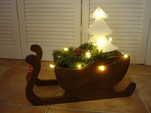 Schlitten holz deko tanne - holz,