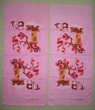 DDR chinesische Handtücher Set 2 Stück Blüten + Panda 34cm x 79cm unbenutzt TOP